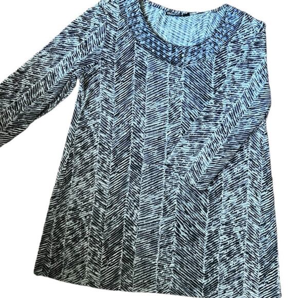 Effortless Style by Citiknits Gray & Black Abstract Print Blouse Size Small Boho - Picture 15 of 16